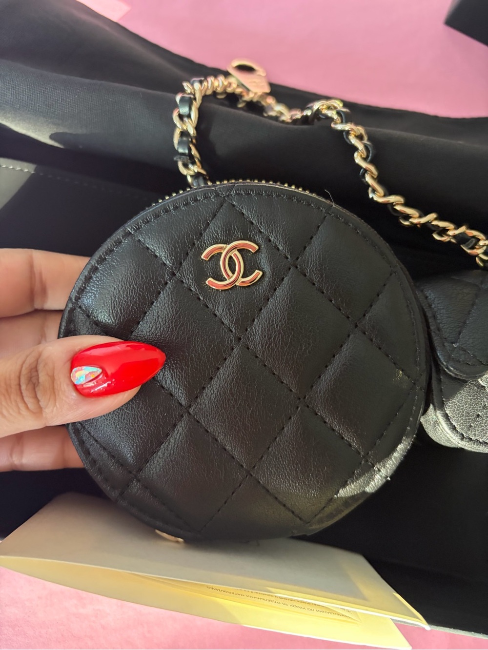 Source Unknown Black Quilted Coin Pouch and Mini Wallet with Gold Hardware - Picture 3 of 9